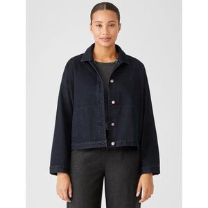 Eileen Fisher Organic Cotton Stretch Denim Jacket In Utility Blue Size 3X